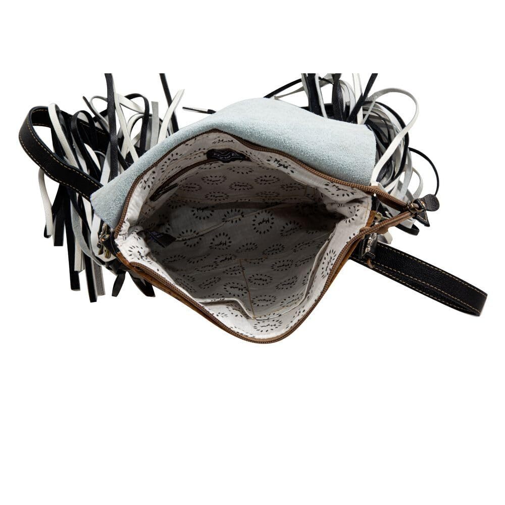 3513 Western Leather Crossbody Bag , Hairon Upcycled Flap Boho Bag - Picture 7 of 7